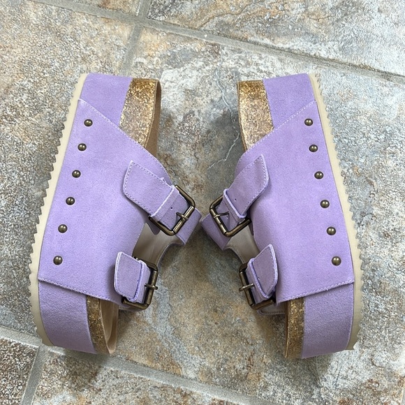 Free People x Intentionally Rule Breaker Platform Suede Sandals Sz 9 NIB - Picture 7 of 12